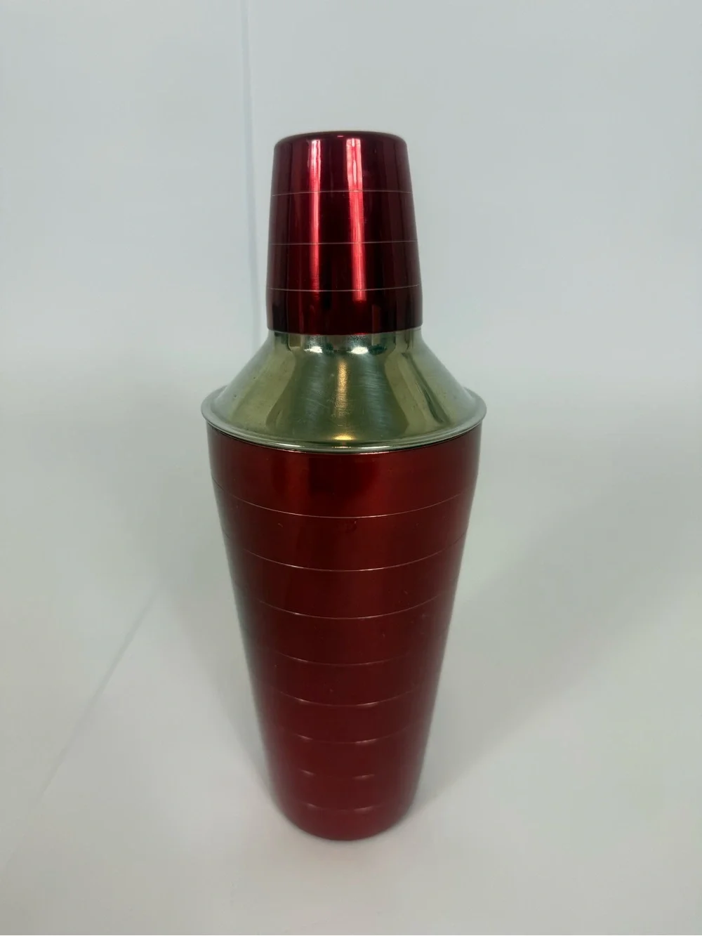Retro Style Red Silver Metal Cocktail Shaker Mixer India 10”